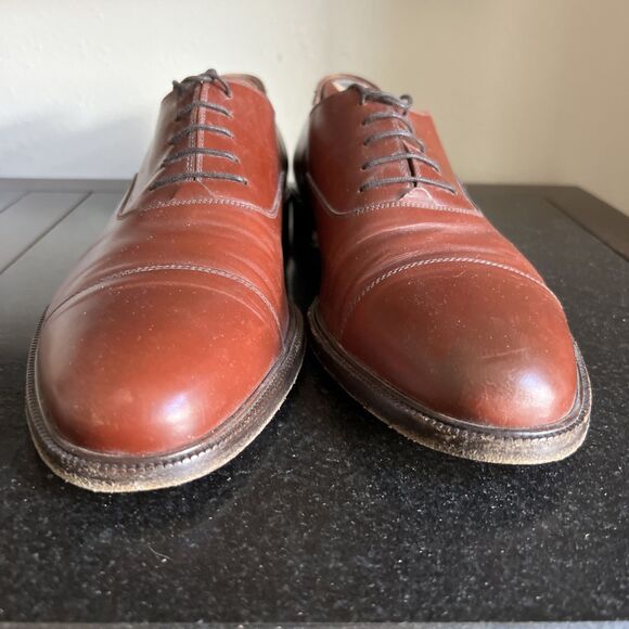 SALVATORE FERRAGAMO Brown Leather Cap Toe Oxford Shoes Men's Size 11.5 B Italy - Picture 7 of 16